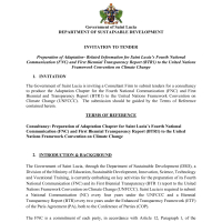 Government of Saint Lucia: Consultancy - Saint Lucia’s 2025 Climate Adaptation Measures for UNFCCC Reports